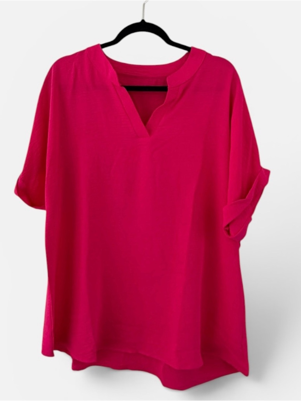 Vibrant Pink Flowy Crinkle Blouse New Without Tags